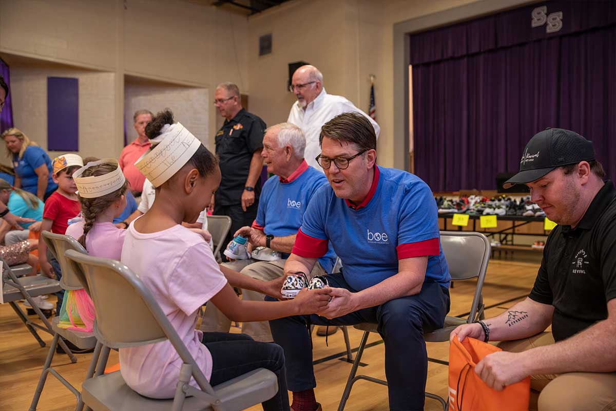 Southside Elementary Students Receive New Shoes and Socks.