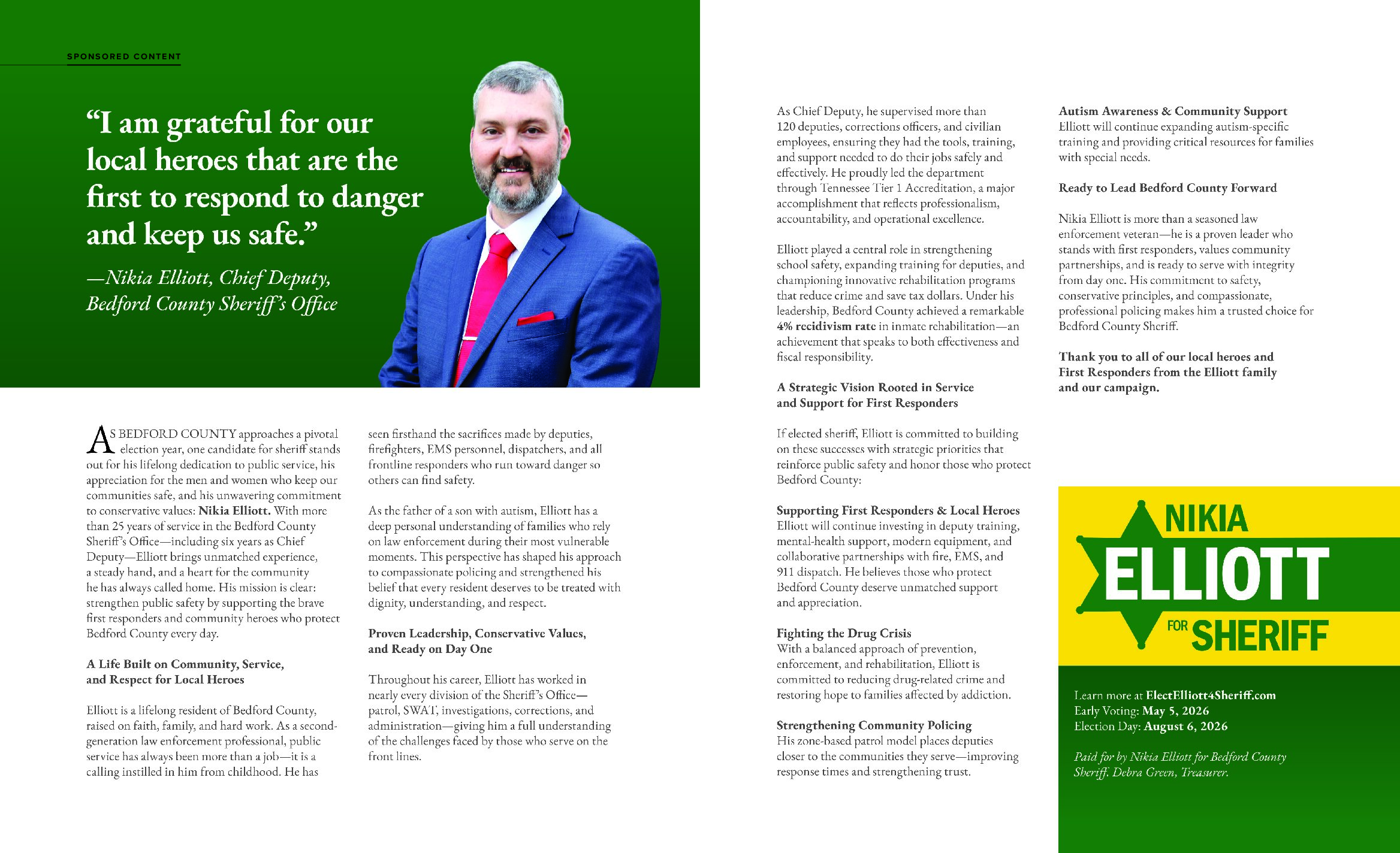Nikia Elliott: Candidate for Bedford County Sheriff